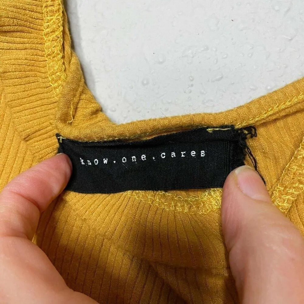 Know One Cares Womens Mustard Yellow Ruffle Scoop Neck Camisole Top Size Large - Image 4