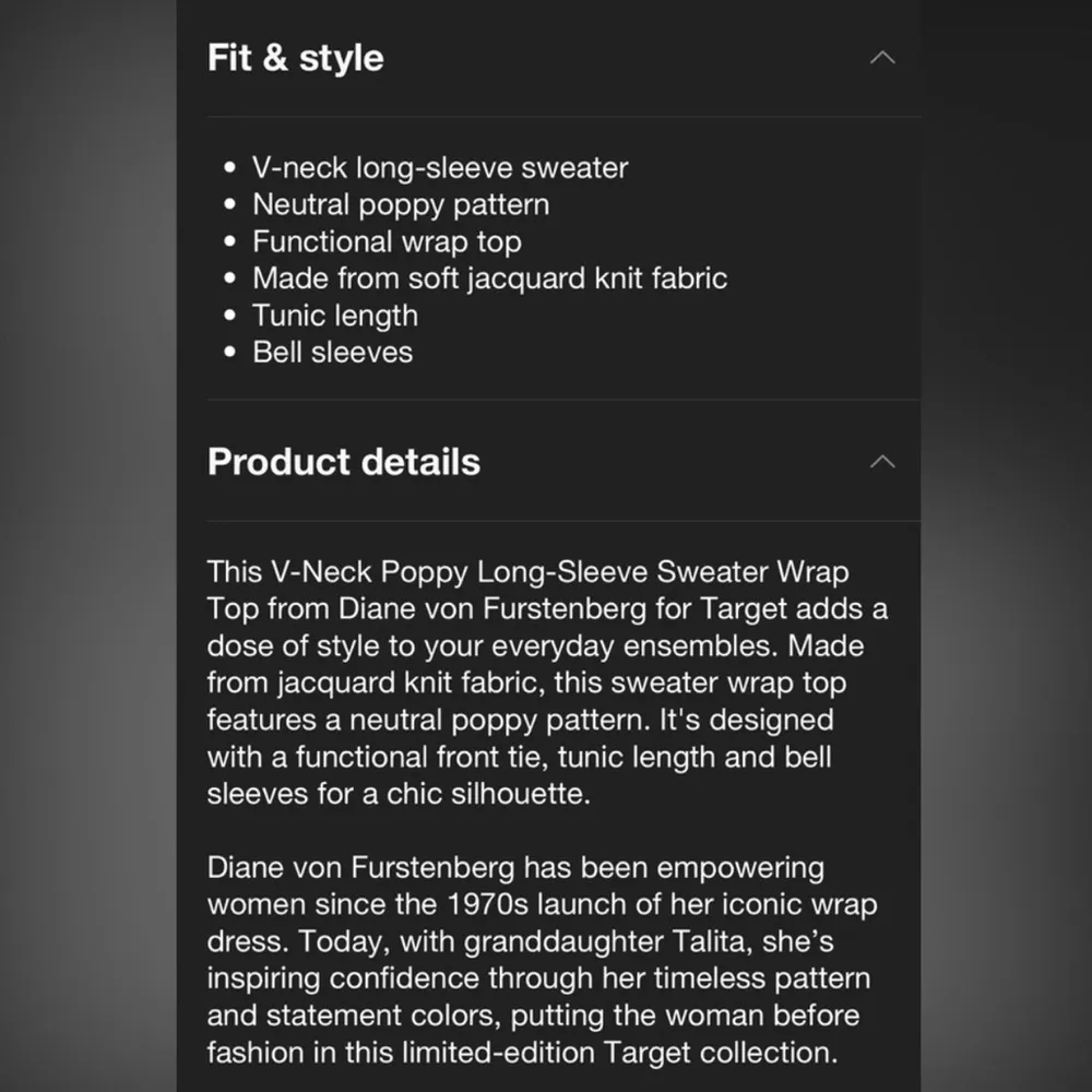 NWT DVF for Target Collab Long Sleeve Wrap Top Poppy Sweater Floral Knit Retro M - Image 5