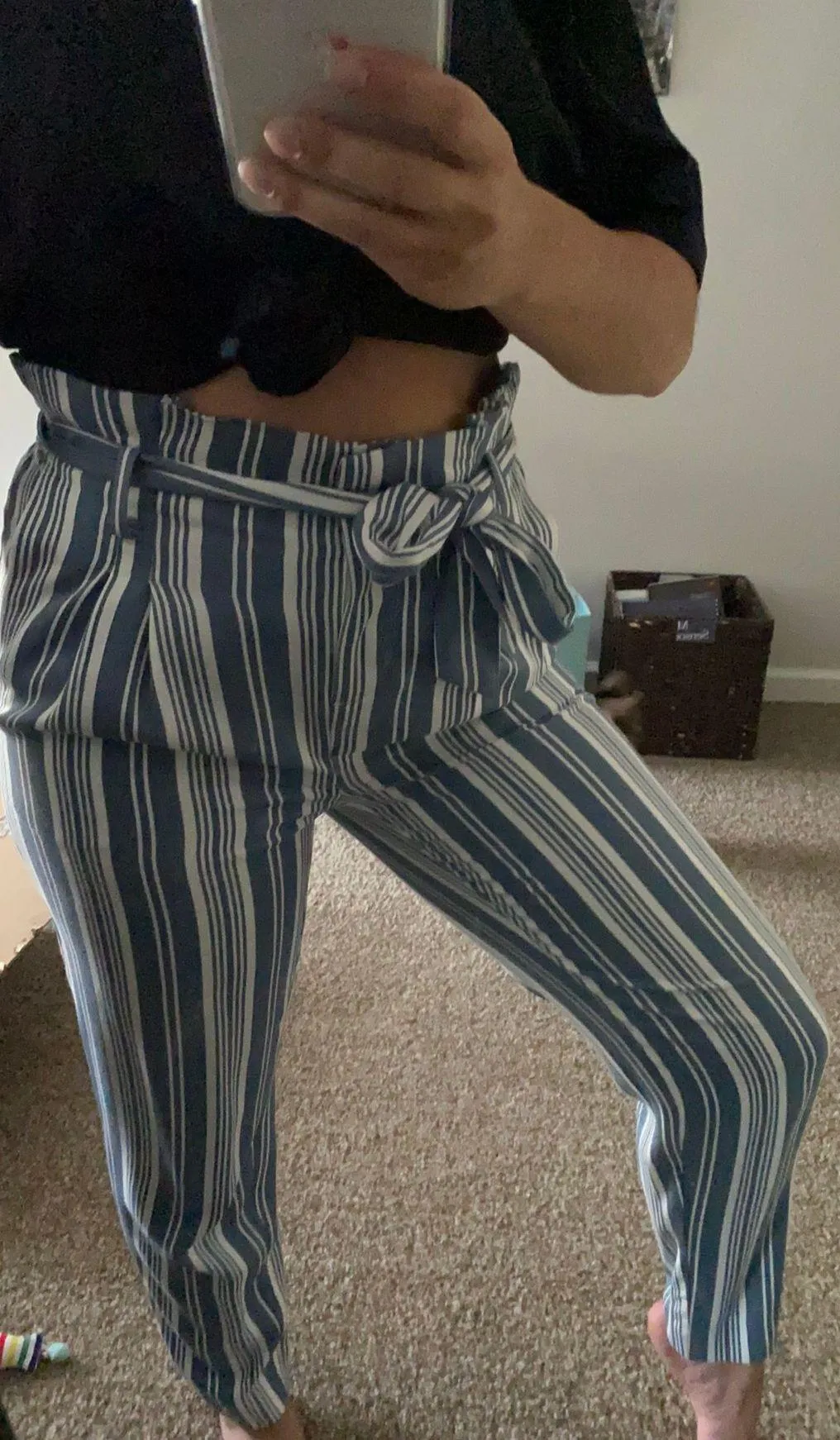 Loft NWOT  Striped Paper Bag Waist Pants - Image 3