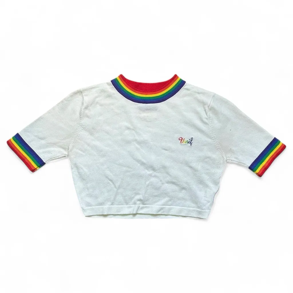 UNIF Rare Rainbow Trim Crop Top – Size Small - Image 3