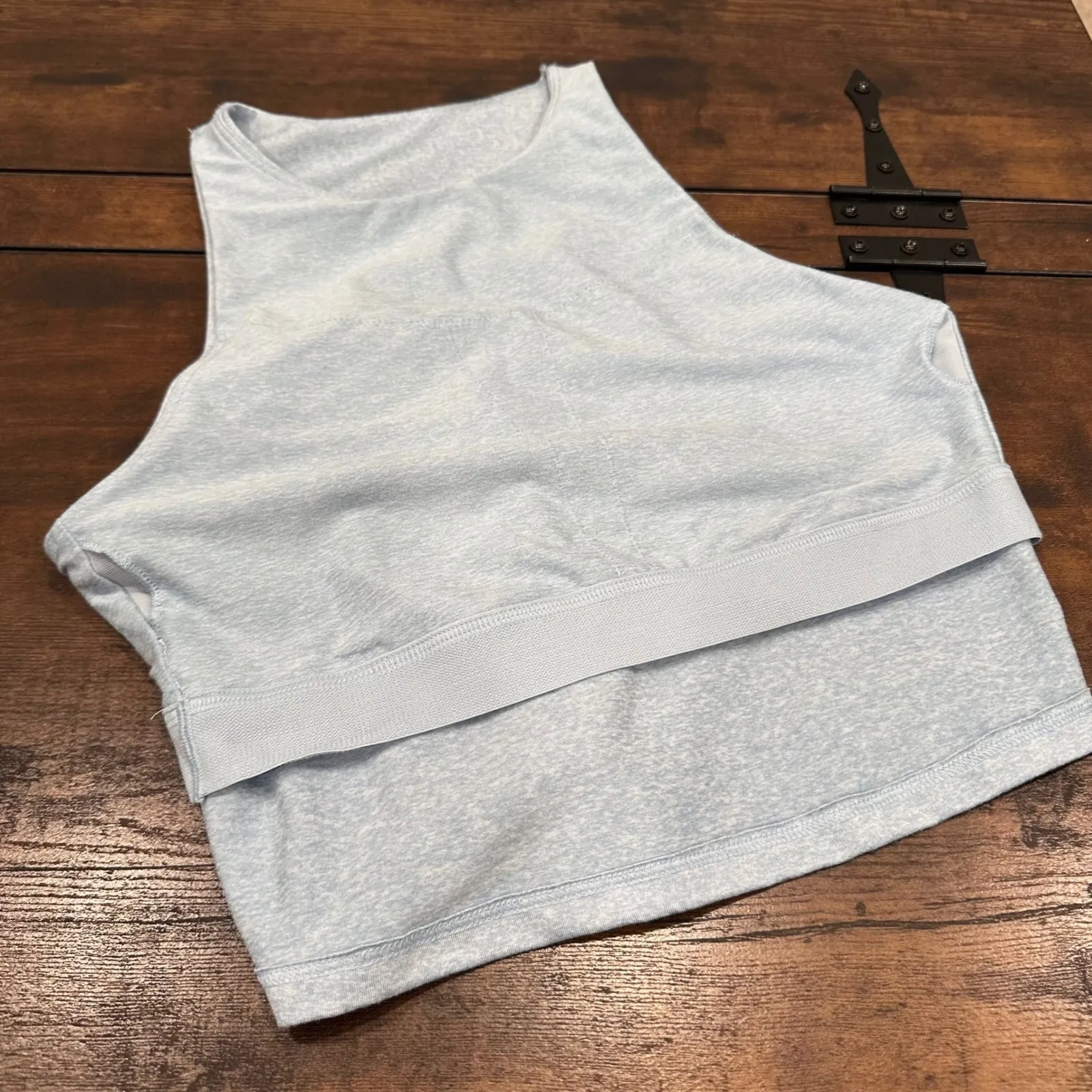 Old Navy Active PowerSoft Light Support Crop Tank Top Bra Built in S Black Blue - Image 8