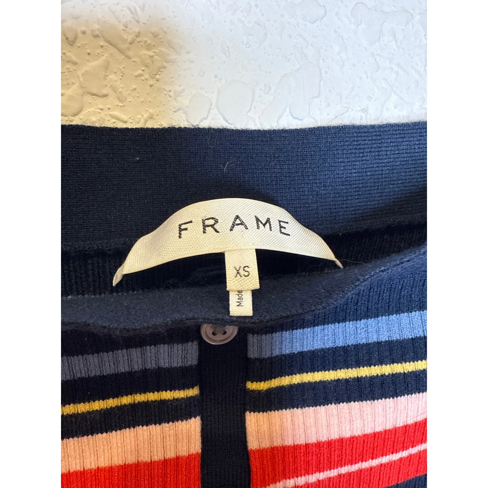 Frame Ribbed Off The Shoulder Striped Color Block Sweater EUC Sz XS Button Down - Image 3