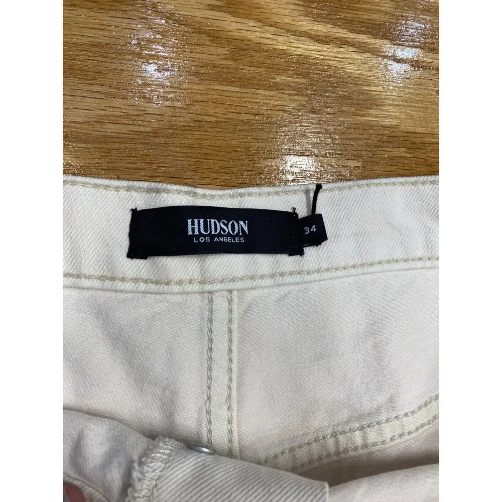 Hudson Cut-Off Shorts Women 34 White Denim Regular Fit Casual Preppy Hipster B61 - Image 4