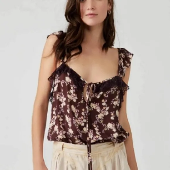 New Intimately Free People Take It Away XL Burgundy Floral Lace Bodysuit - Image 2