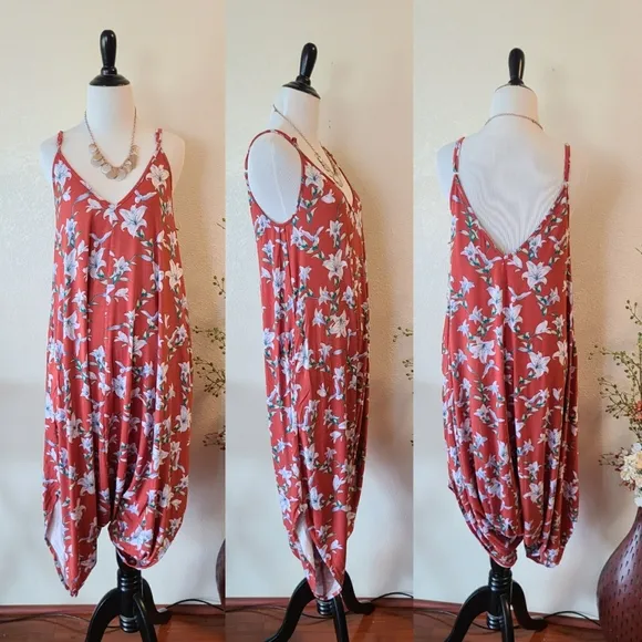 Paradiso Jaxton Floral Print Jumpsuit Size Small Orange - Image 2