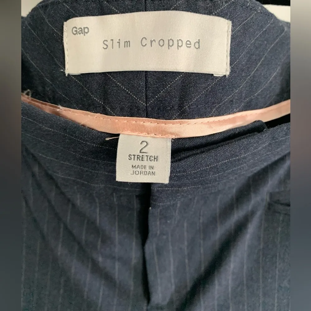 GAP Slim Cropped Navy Blue Pinstripe Dress Pants Size 2 Women’s Work w/Stretch - Image 2