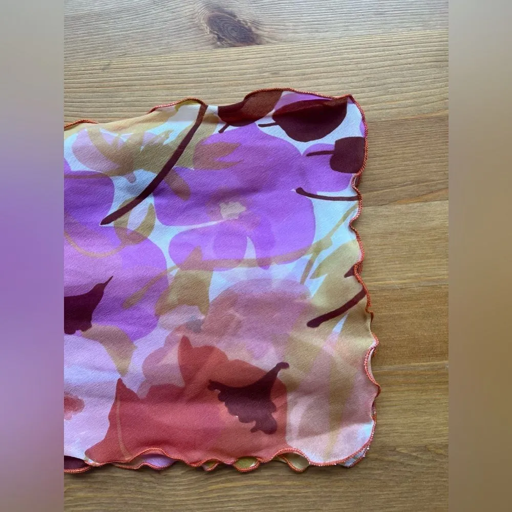 90s / Y2K Floral Pink Purple Orange Vibrant Fun Hair Accessory / Scarf - Image 4
