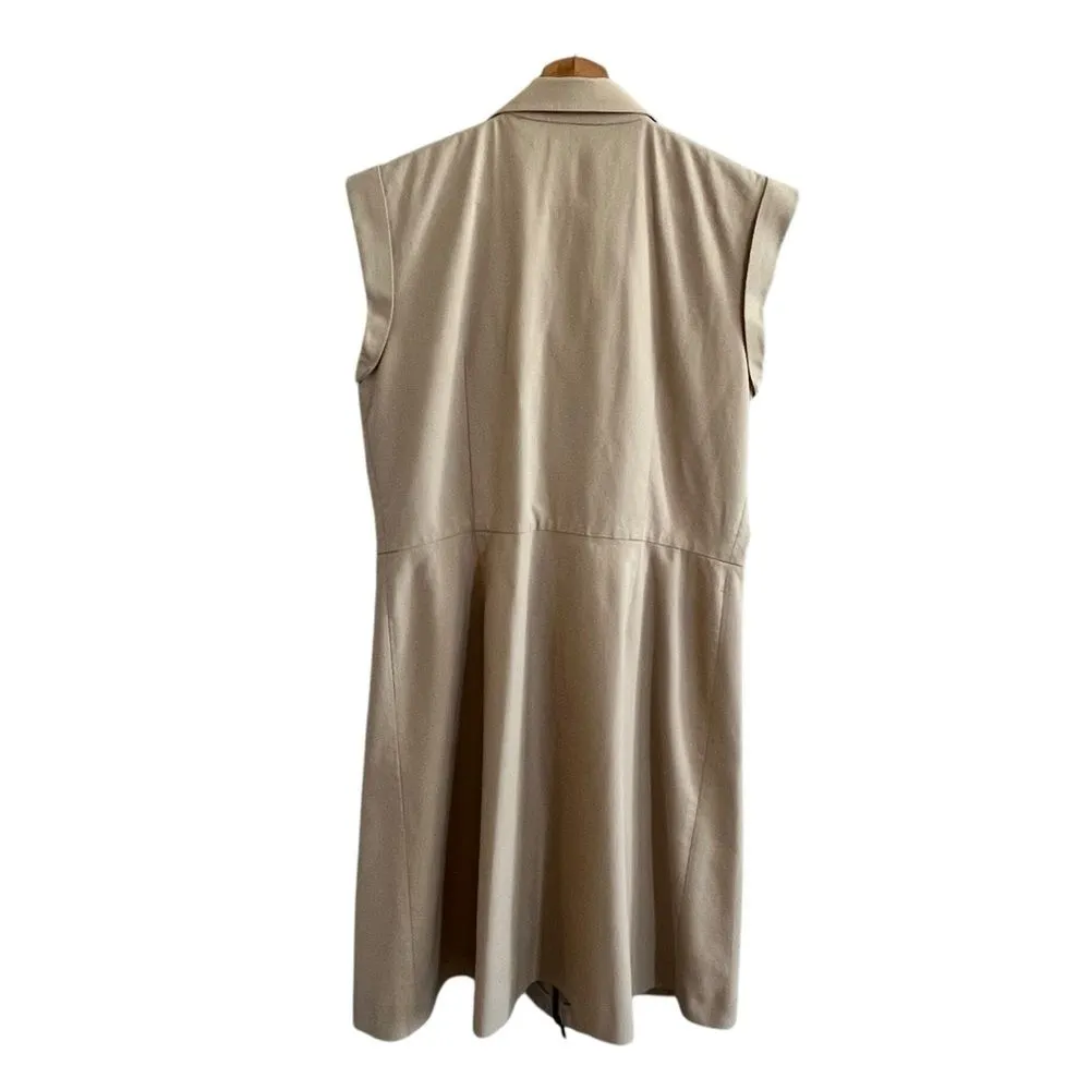 Lafayette 148 Womens Sheath Dress Size 8 Neutral Minimalist Office Siren Capsule Tan - Image 3