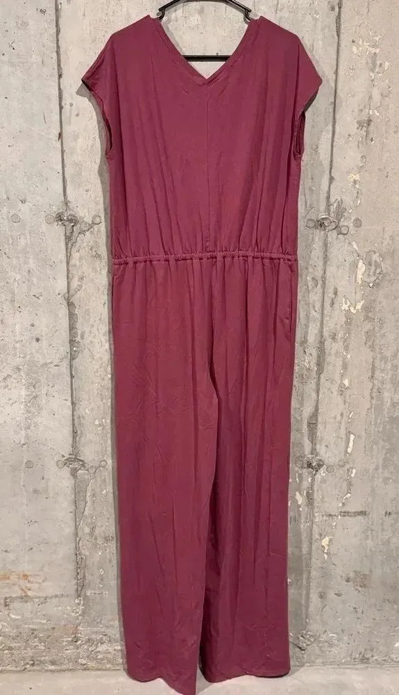 Athleta Size LT Tawny Rose Willow Drawstring Jumpsuit Athleisure Casual Comfort - Image 2