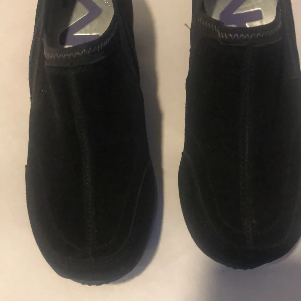 Ann Klein sport women’s shoes black slip on chunky sole leather upper clogs - Image 4