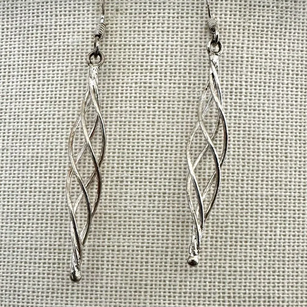 Sterling silver entwined twisted drop earrings - Image 2