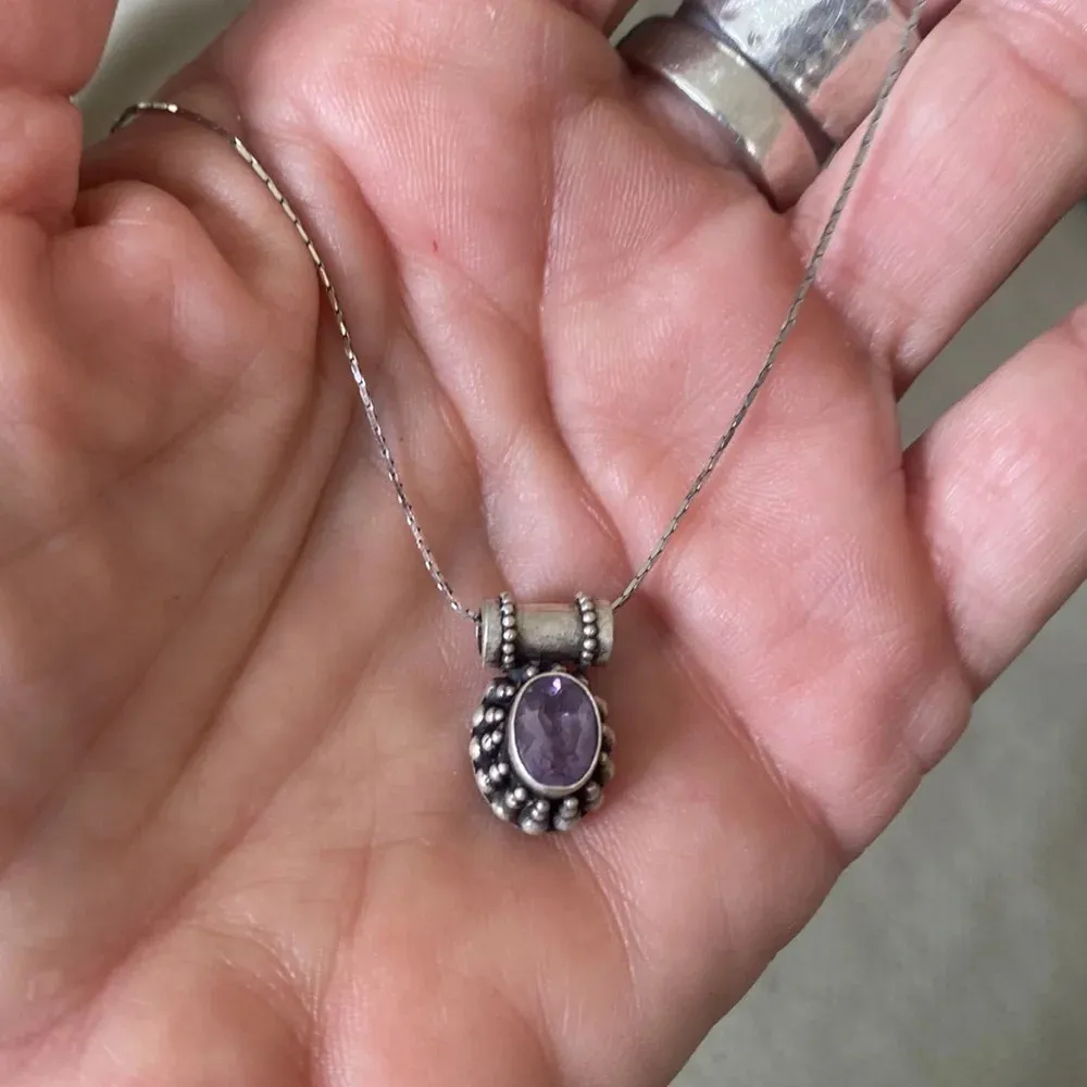 Vintage sterling silver purple gem stone necklace - Image 7