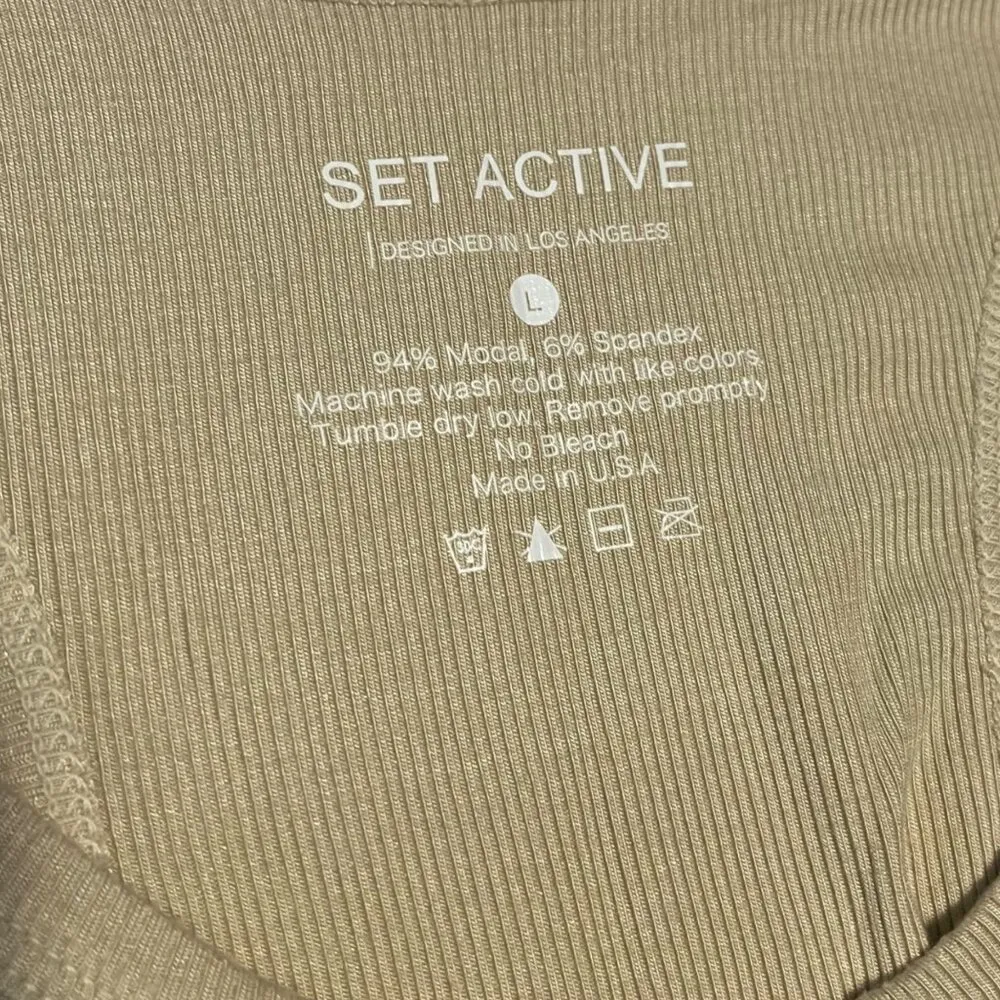 Set Active Women's L Form Tank Ribbed Modal Tan Beige Casual Loungewear Lounge - Image 3