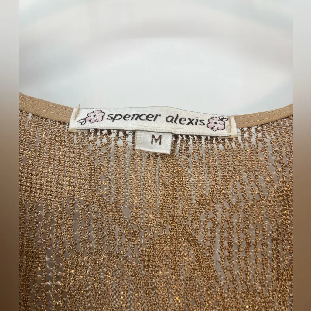 Spencer Alexis Short Kimono shawl Floral lace ruffle Silk Y2K vintage USA Brown Size M - Image 3