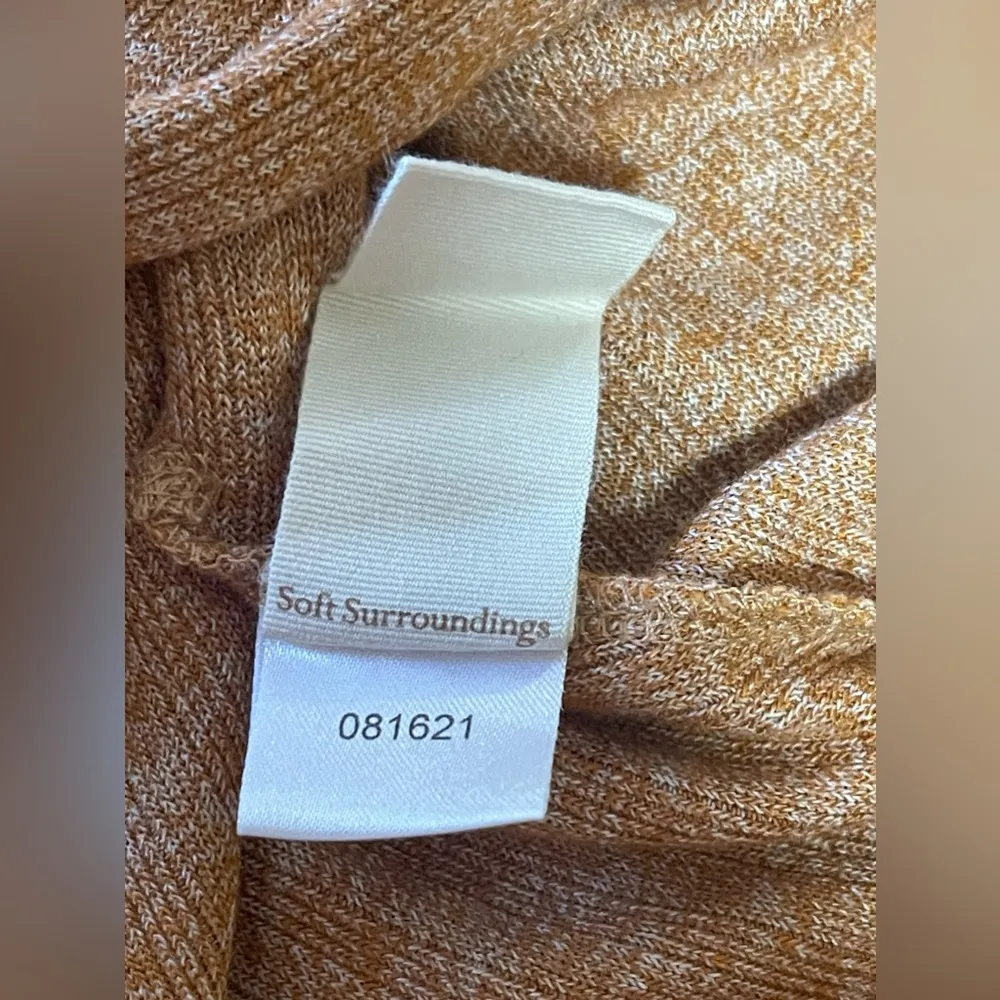 Soft Surroundings Women's 3/4 Sleeves Maxi Ribbed Stretchy Dress Tan Rust Size L - Image 9