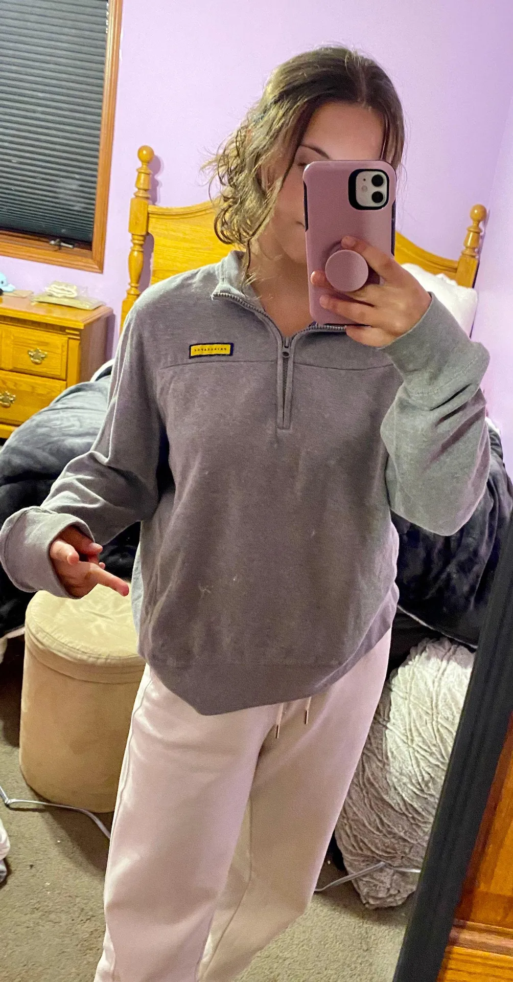 Aeropostale Gray Quarter-Zip Pullover - Image 3