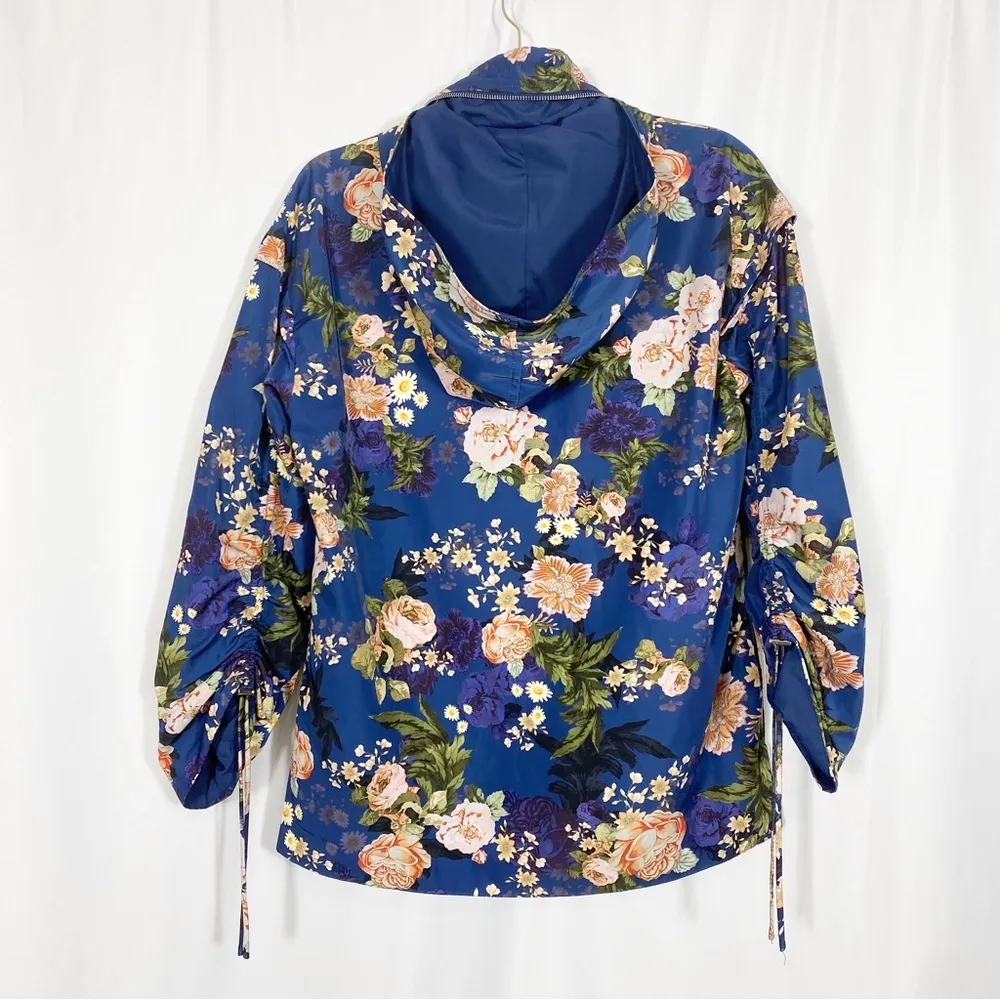 LPA X Anthropologie Jacket 360 Hoodie Windbreaker Waterproof Floral Blue Pink - Image 4