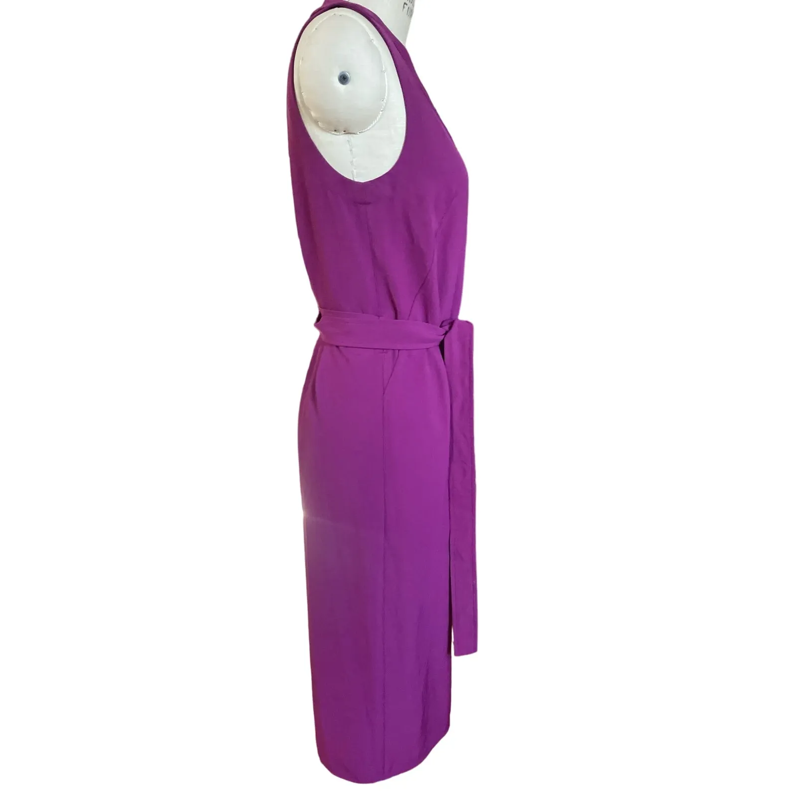 Everlane Japanese GoWeave Sleeveless Wrap in Magenta Purple Midi Dress Size 2 - Image 2