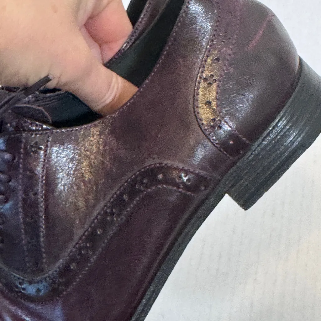 Cole Haan Purple Leather Oxford Loafers Womens 6 Preppy Dark Academia Shoes - Image 6