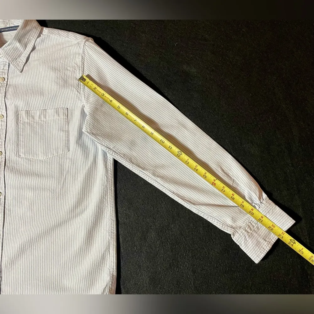 Brandy Melville Shirt Women’s One Size Striped Button Up Top Light Blue - Image 5