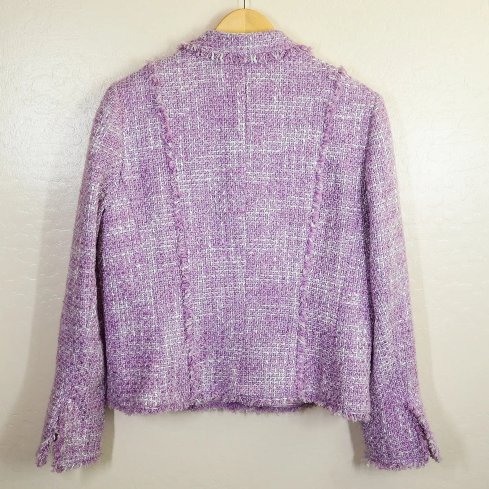Lillie Rubin Vintage Tweed Bouclé Blazer Jacket Women's 14 Lavender Wool Purple - Image 4