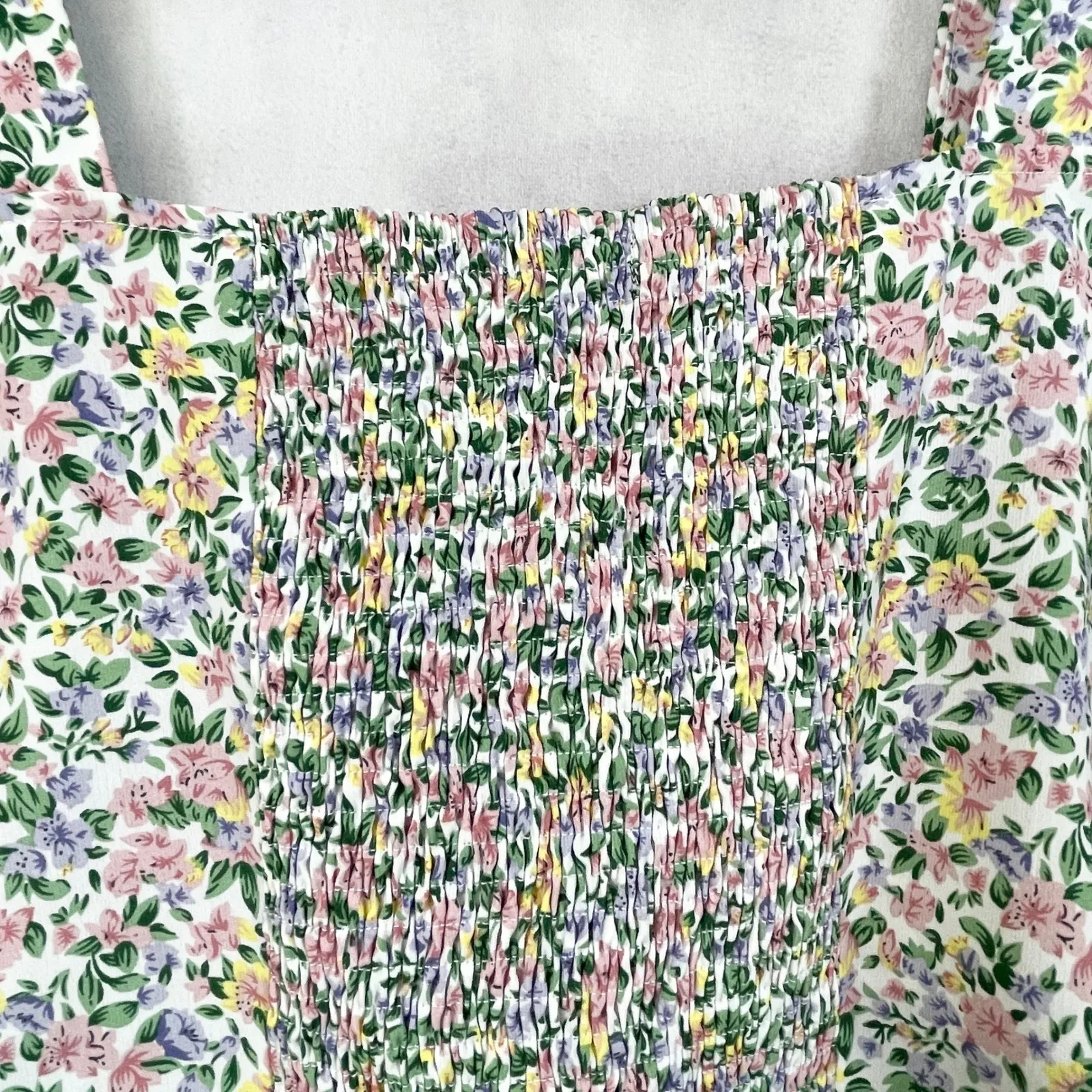 Lulus‎ Womens Floral Crop Top L Square Neck Milkmaid Cottagecore Coquette White Size L - Image 5