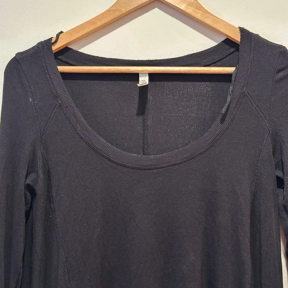 Free People Black Long Sleeve Top sz XS Loose Fit - Image 9