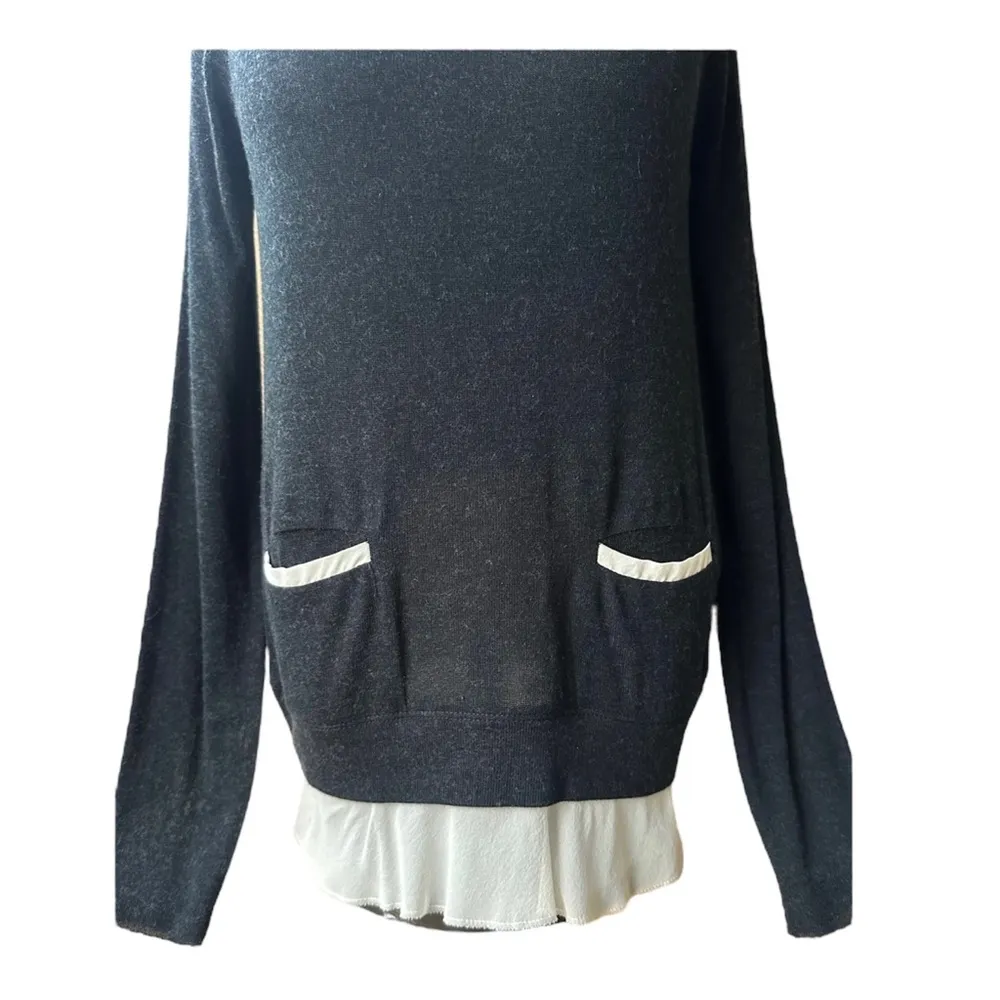 Bailey 44 Visconti Gray Black Peplum Button Down Sweater Small/Medium NWT - Image 4