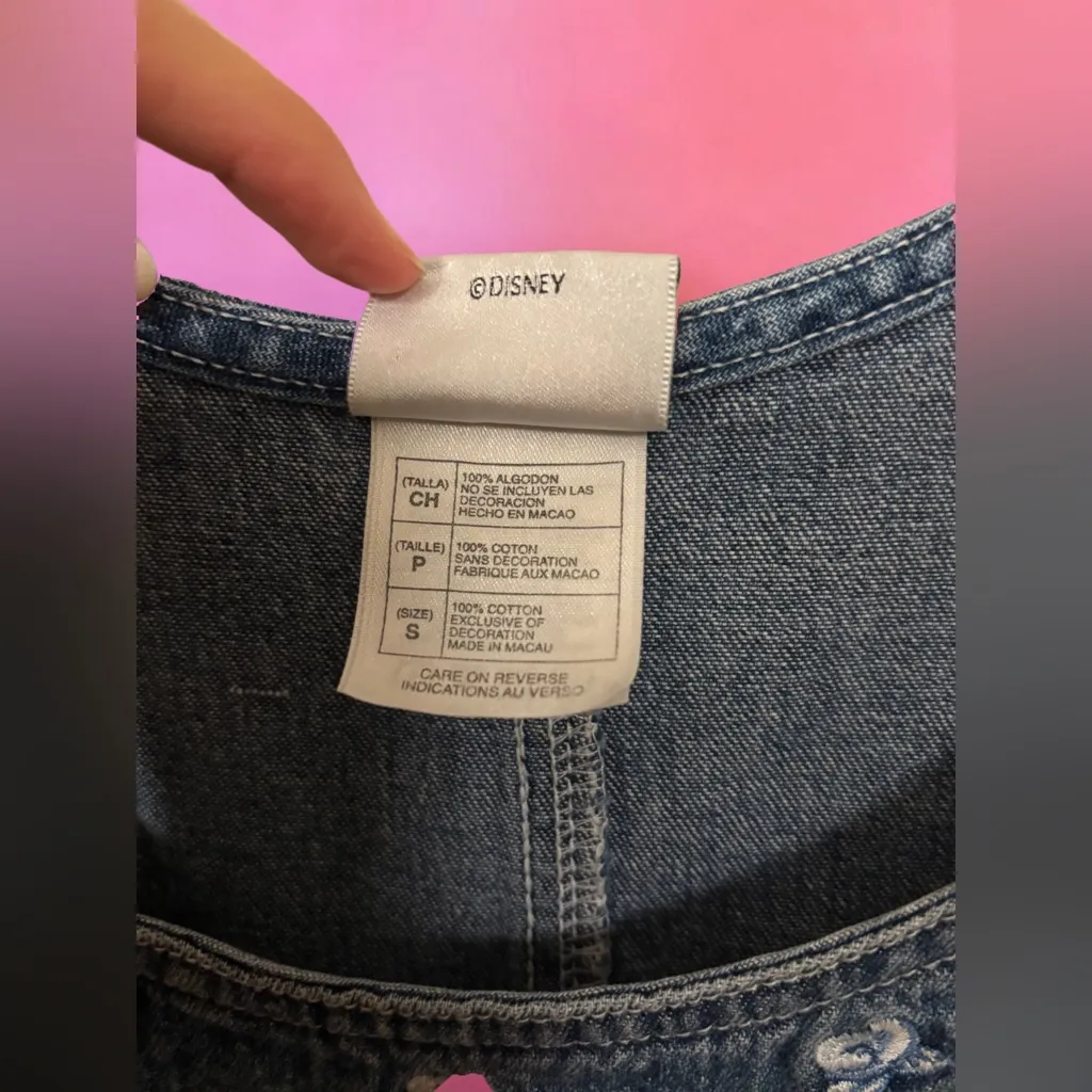 Rare Disney Store Lady & The Tramp Blue Denim Overalls Mini Dress - Size Small - Image 7