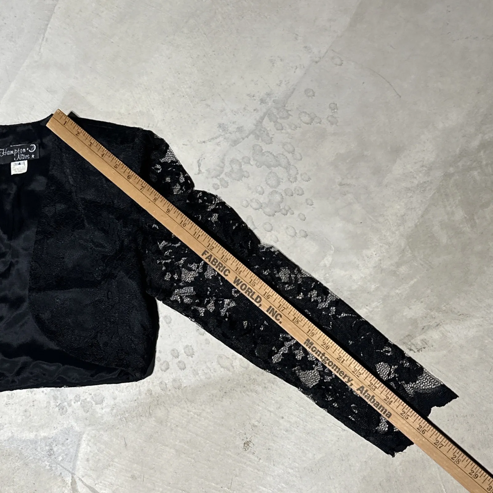 Size 4 HAMPTON NITES Black Lace Blouse VINTAGE Sexy Lingerie Top Blazer - Image 7