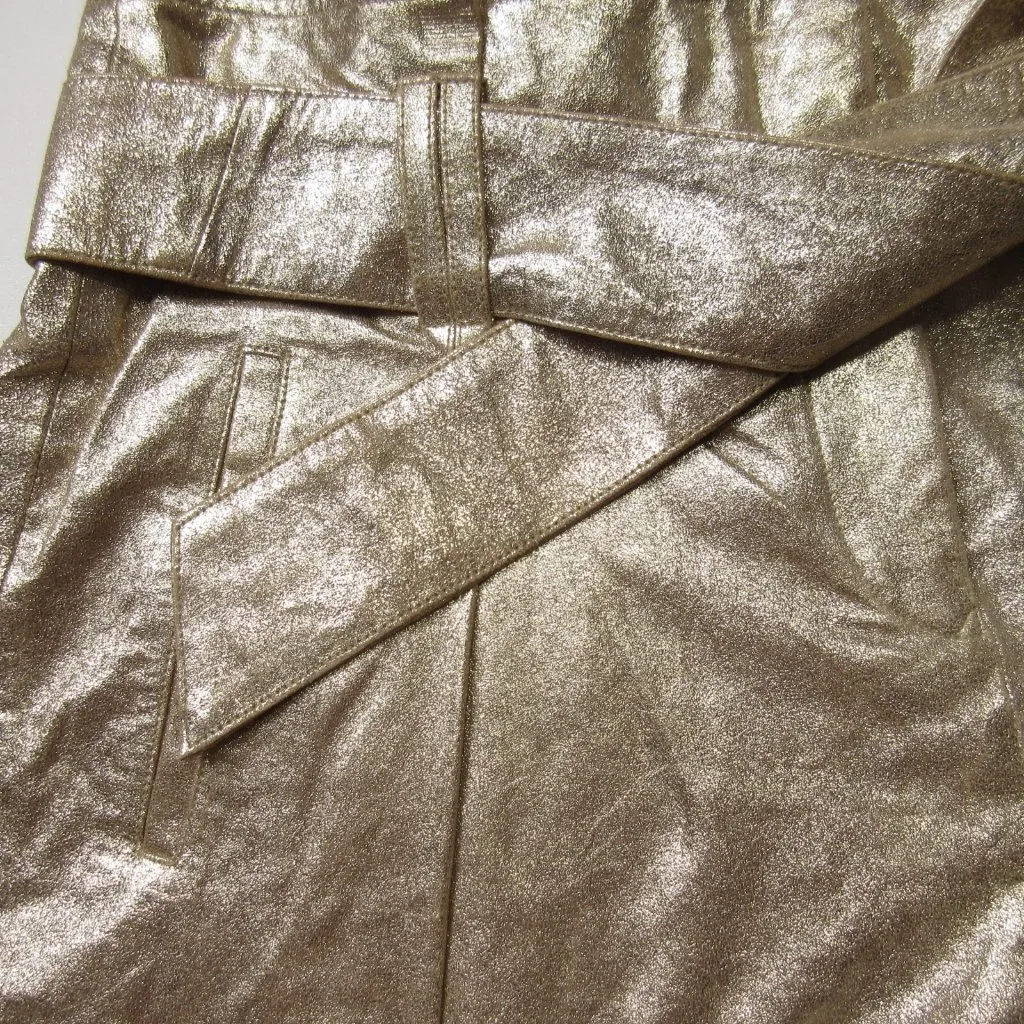 NWT Sezane Romeo Short in Golden Leather Belted Pleated Shorts 42 / 10 - Image 5