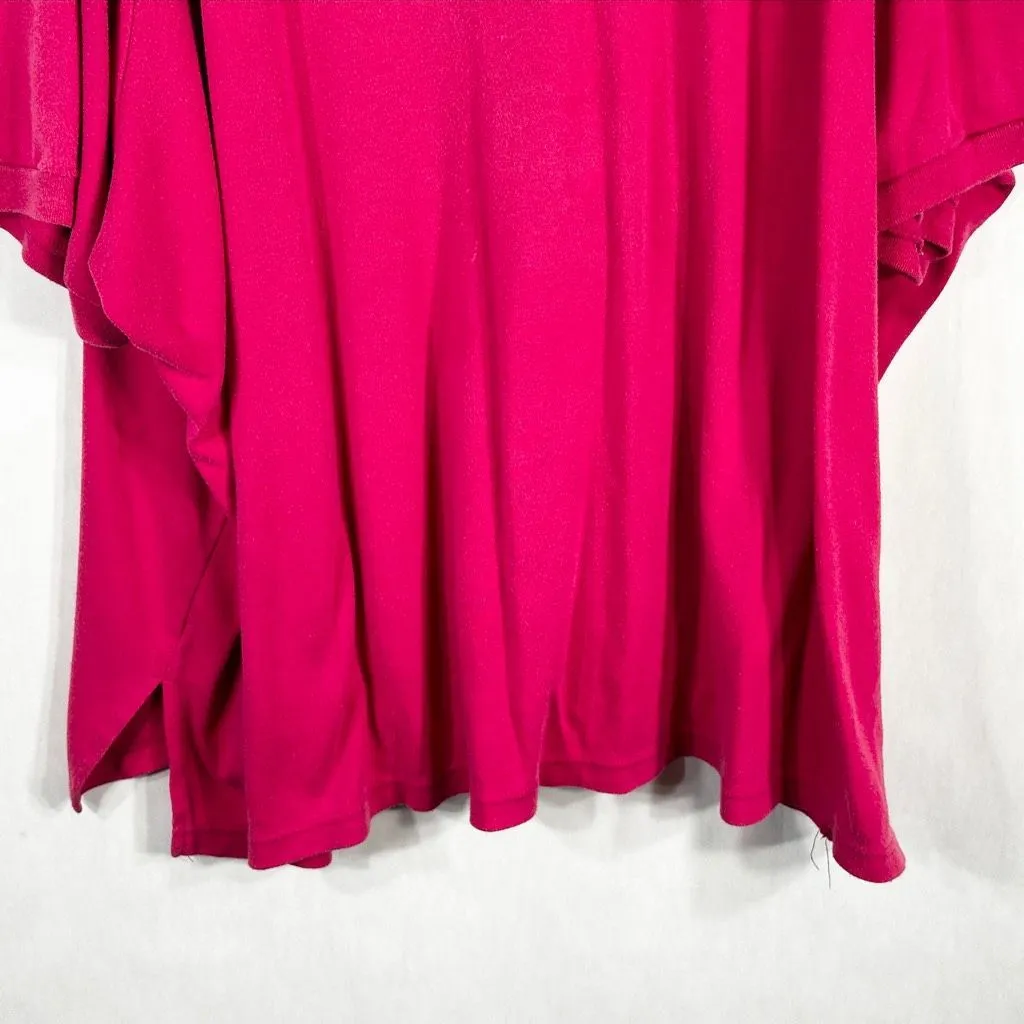 Woman Within Plus Sz 5X 38W 40W Top Polo Shirt Hot Pink Short Sleeve Collar‎ 531 - Image 5