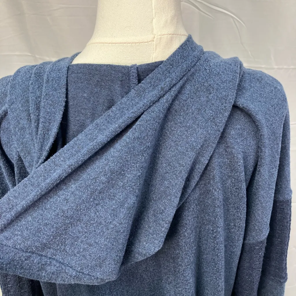 BKE‎ Hooded Sweater Dolman V-neck relaxed Fit Buttons Knit Blue Womens Large - Image 8