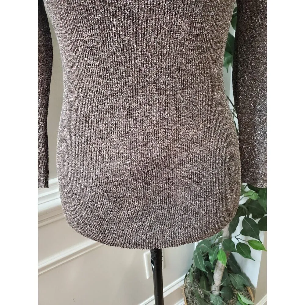 August Silk Women's Brown Scoop Neck Long Sleeve Pullover Knit Sweater Size PL - Image 3