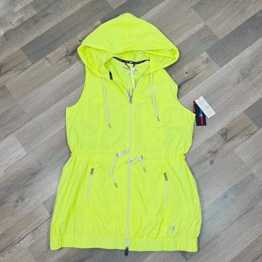 Tommy Hilfiger Sleeveless Cinch Waist Packable Nylon Vest Neon Yellow Large - Image 15