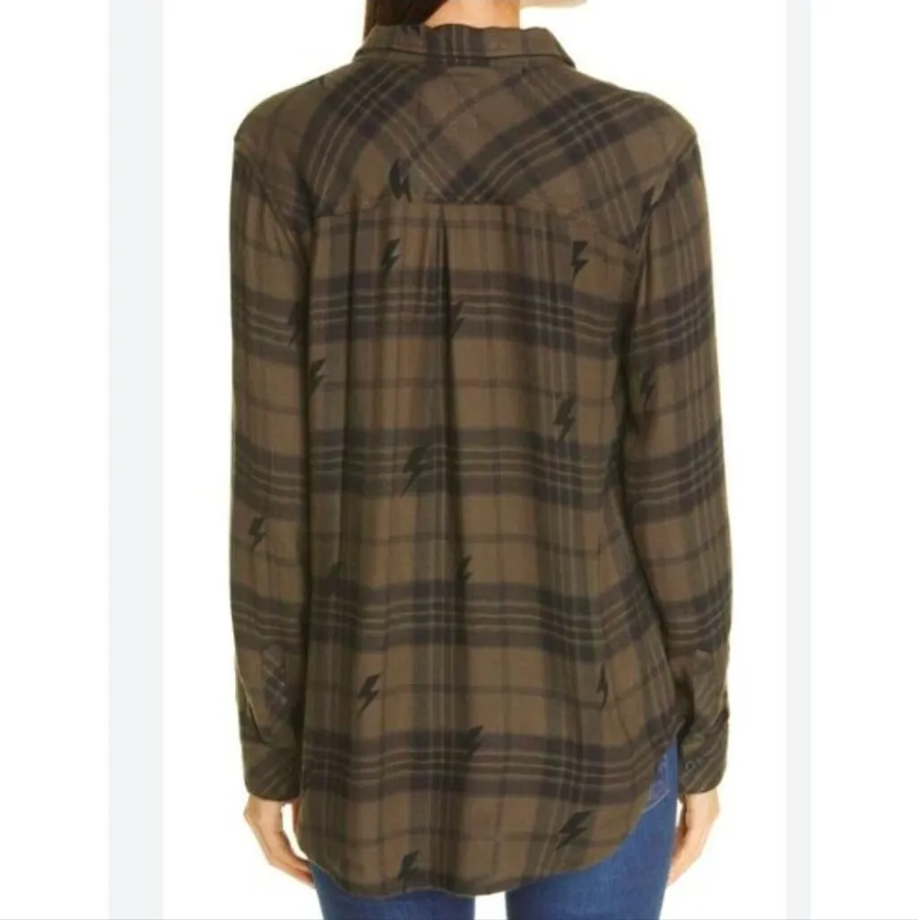 Rails Hunter Olive Jet Lighting Plaid Shirt Size Medium - Image 4