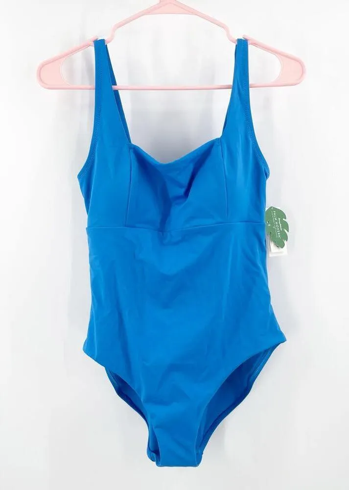 TOMMY BAHAMA Swimsuit Size 8 Palm Modern Square Neck One Piece Blue Swim NWT - Image 2