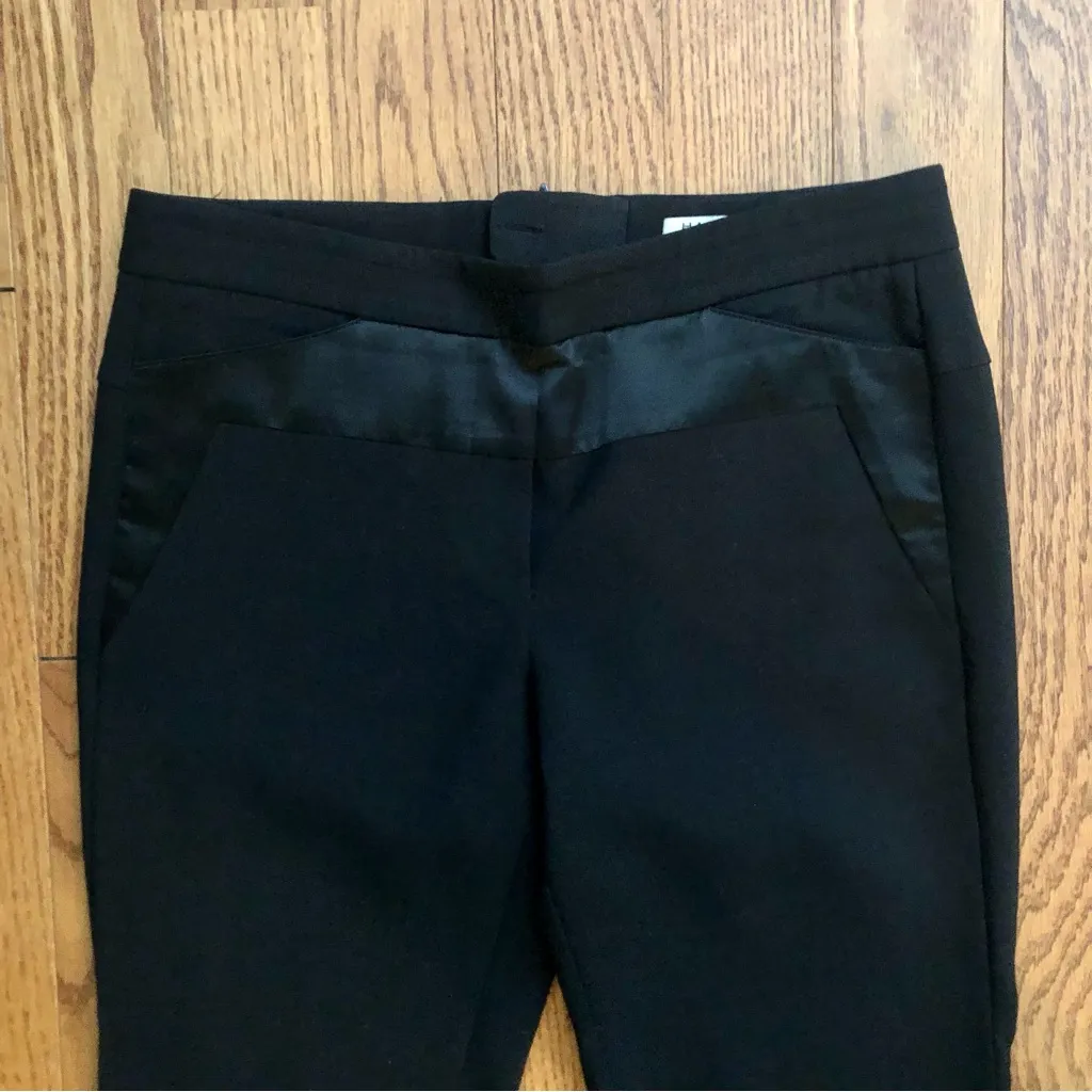 Halston Heritage Tapered Slim Ankle Zipper Tuxedo Black Pants Women’s Size 6 - Image 3