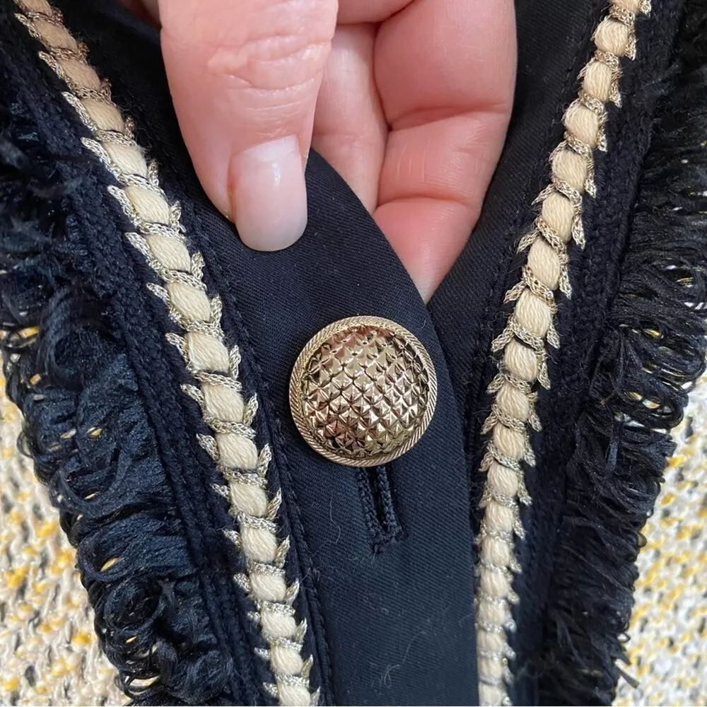 BCBGMAXAZRIA | Tweed Button Up Blazer in Yellow Multicolor SZ SMALL - Image 6