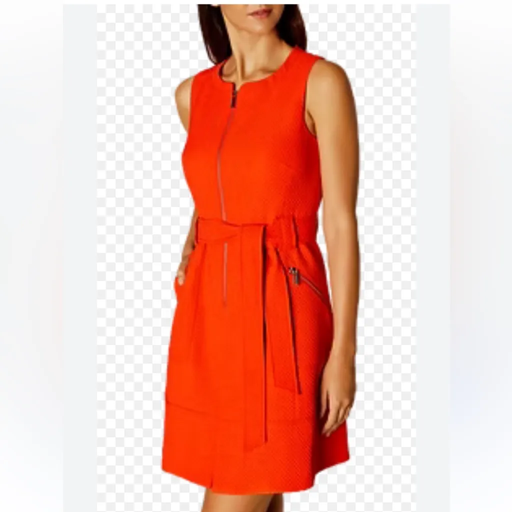 Karen Millen Orange Tie Waist Dress - Image 11