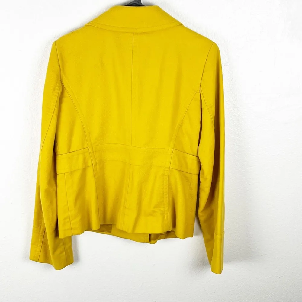 LOFT Mustard Yellow Double Breasted Lined Trench Coat, Size Small - Image 6