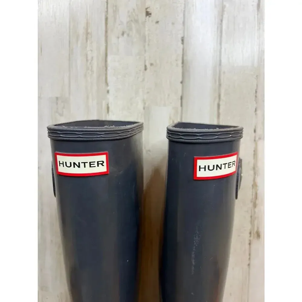Hunter Women's Size 6 Original Tall Glossy‎ Dark Gray Rain Boots - Image 3