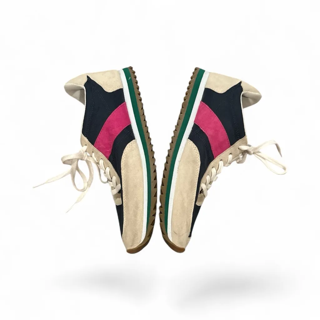 JCREW COLORBLOCK NAVY PINK CREAM SUEDE LEATHER SNEAKER TRAINERS SHOES 8.5 - Image 3