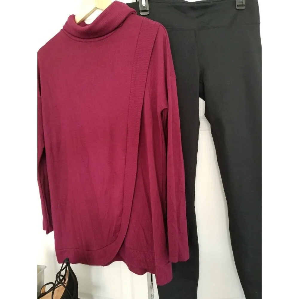 Banana Republic Cowl Neck Long Sleeve Front Drape Mulberry Sweater Top Size XS - Image 5