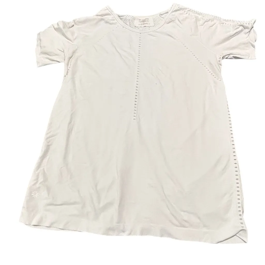 Athleta White FOOTHILL Seamless Short sleeve Nylon Top Size large - Image 7