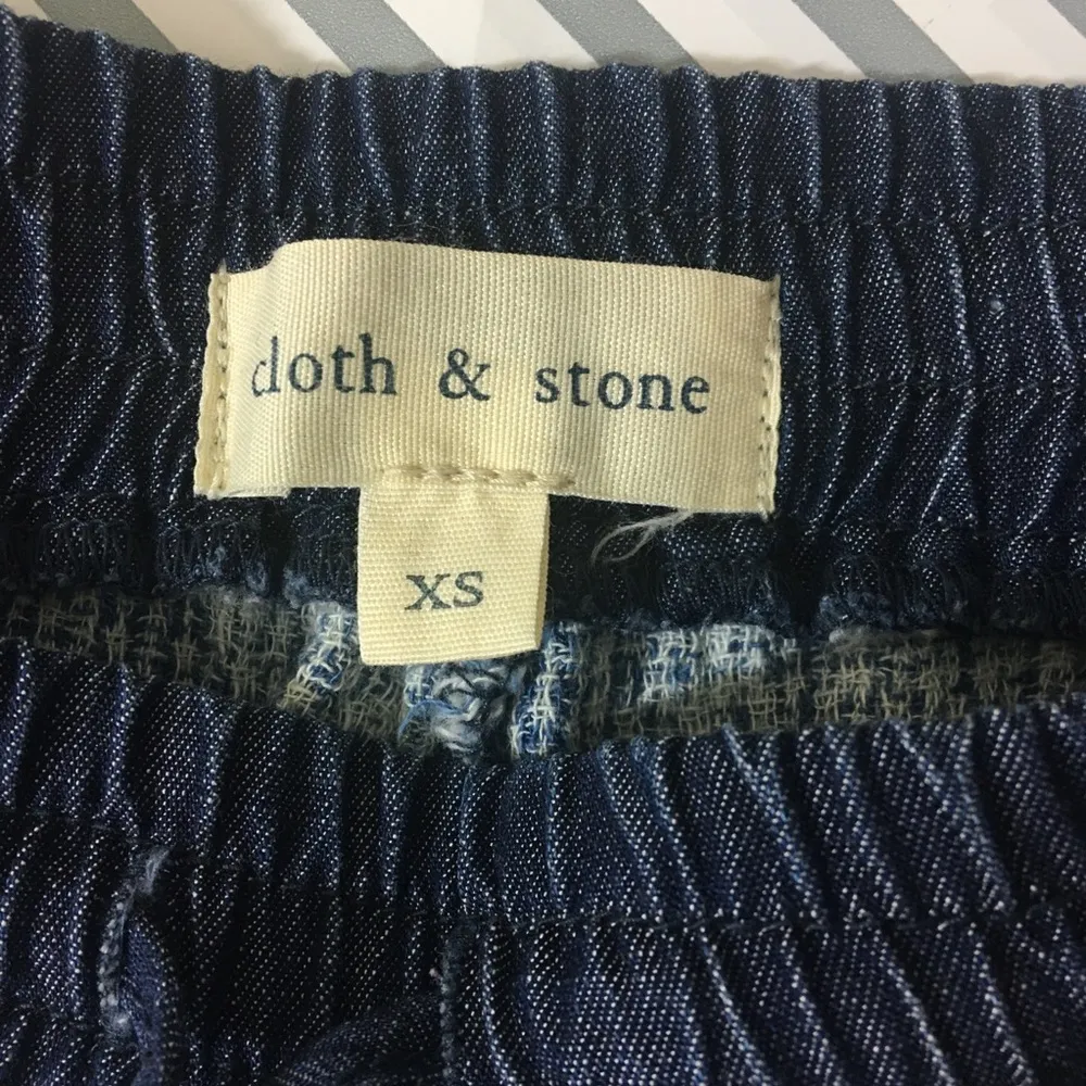 ANTHROPOLOGIE cloth & stone tweed print blue cotton joggers size xs - Image 9