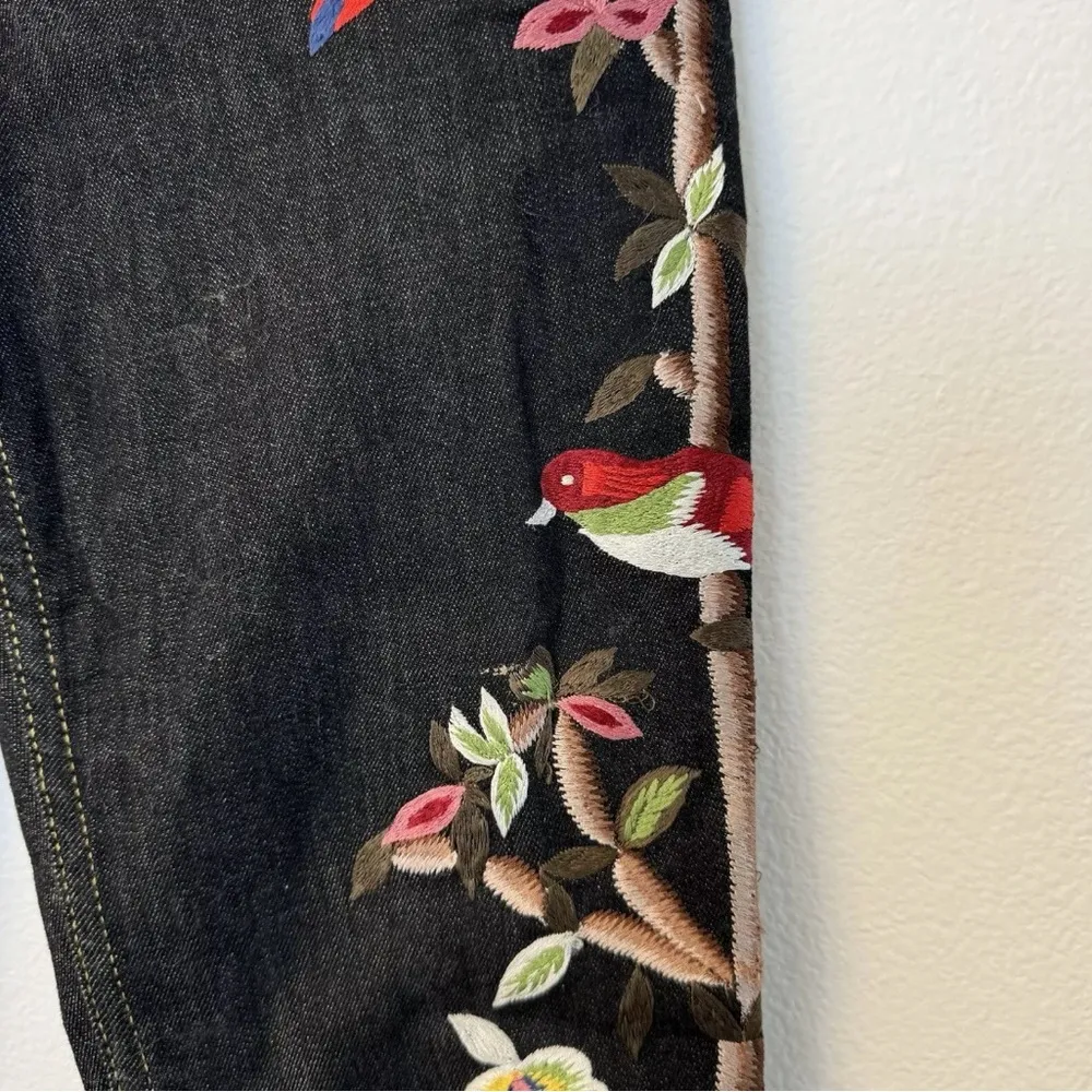 Alice + Olivia Jane Embroidered Skinny Jeans Black Floral Studded Embellished 24 - Image 5