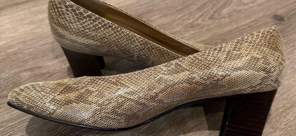 Vintage Stuart Weitzman Snakeskin Square Toe Heel - Image 6