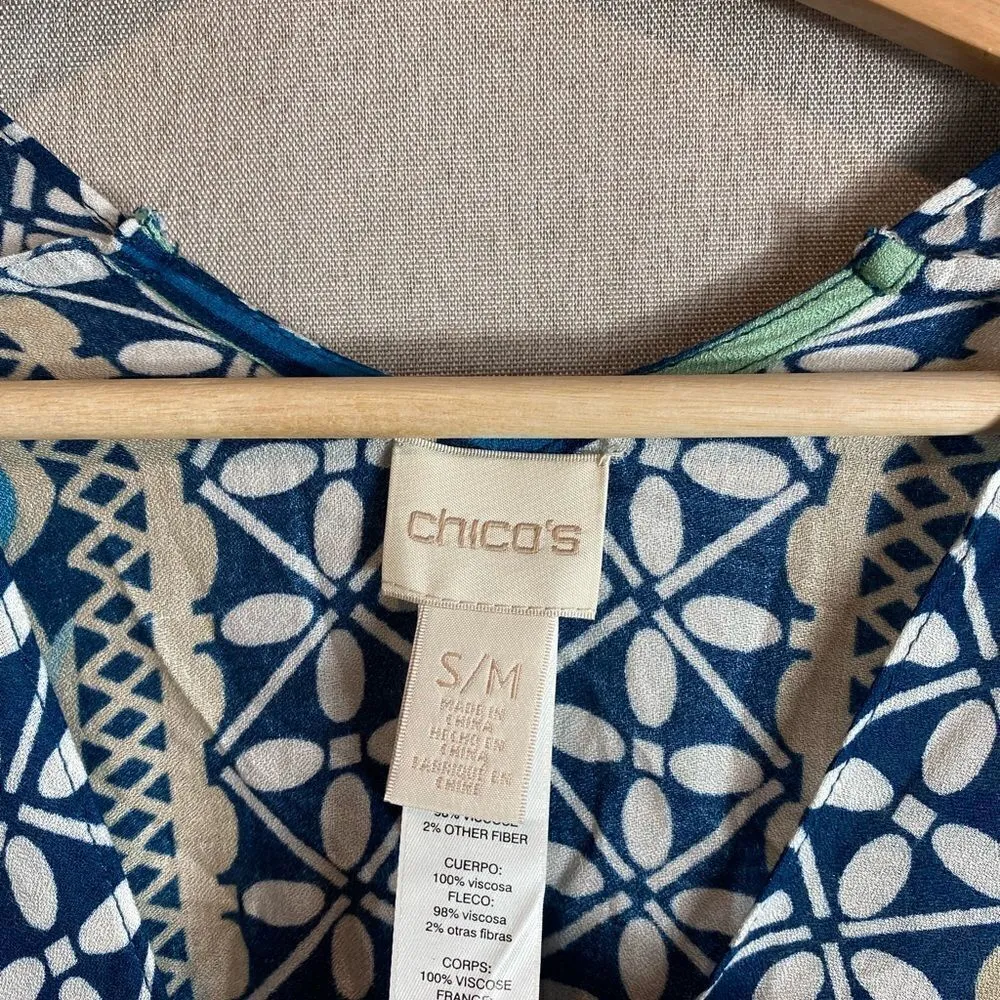 Chicos Ruana fringe blue wrap - Image 8