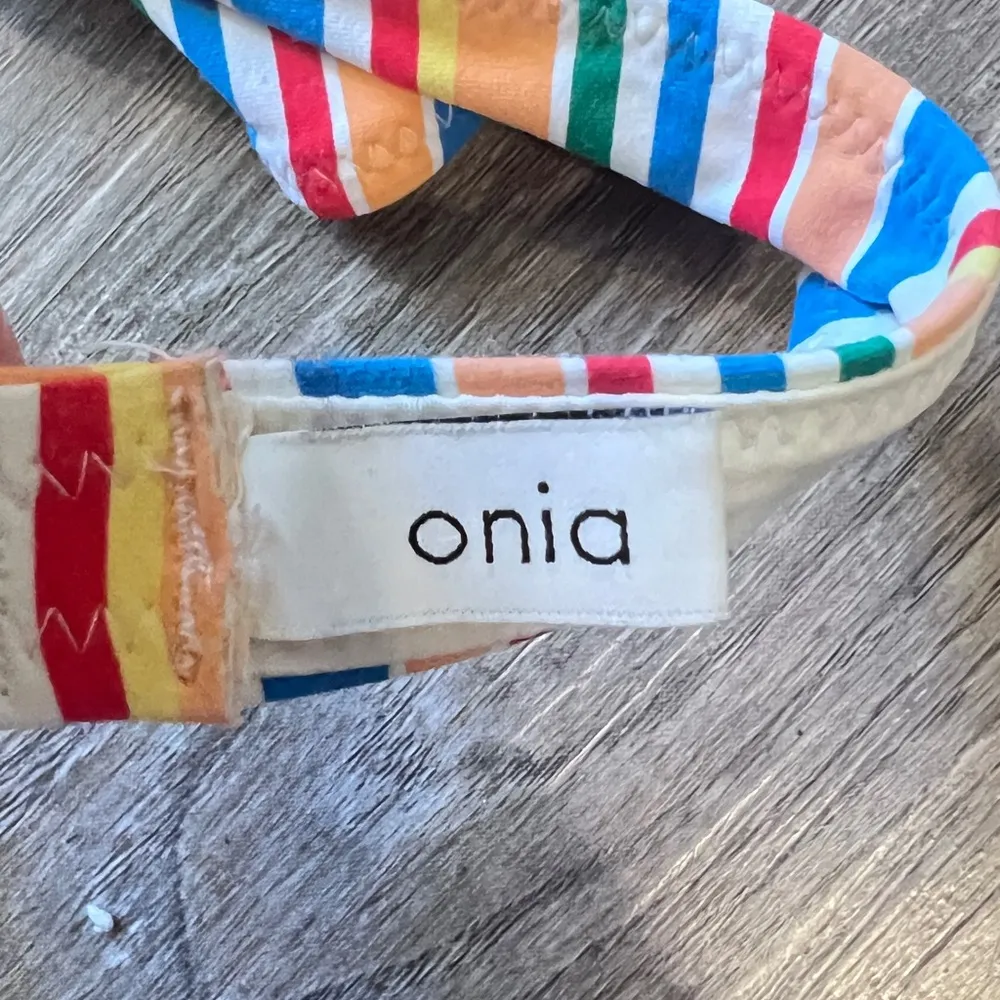 FINAL PRICE ONIA Allegra Colorful Bandeau Bikini Top Multicolor Stripe Strapless - Image 6